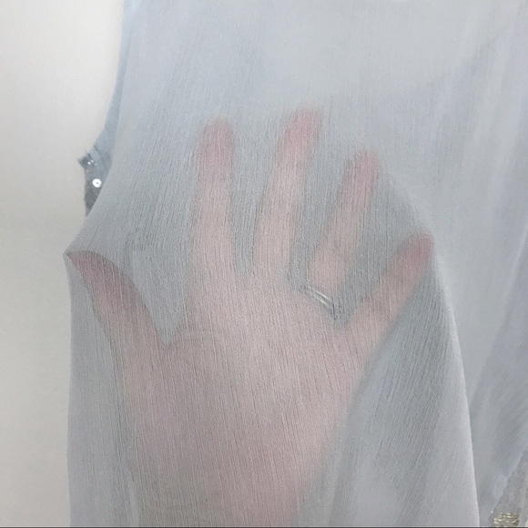 Abercrombie & Fitch Sheer Blue Sequined Tank M - Picture 6 of 8